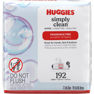 Huggies Simply Clean Wipes - White - Unscented, Hypoallergenic, pH Balanced, Fragrance-free, Alcohol-free, Paraben-free, Phenoxyethanol-free - For Hand, Skin, Face - 1 Each