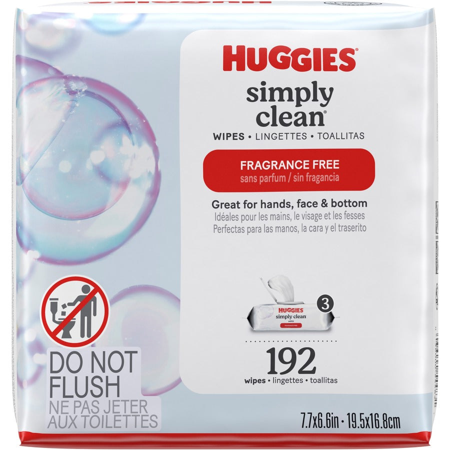 Huggies Simply Clean Wipes - White - Unscented, Hypoallergenic, pH Balanced, Fragrance-free, Alcohol-free, Paraben-free, Phenoxyethanol-free - For Hand, Skin, Face - 1 Each