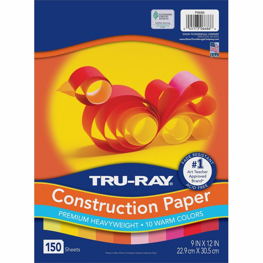 tru-ray-construction-paper-construction-art-project-craft-project-9width-x-12length-12-carton-orange-yellow-electric-orange-pink-shocking-pink-light-yellow-pumpkin-gold-festive-red-holiday-red-sulphite_pacp6686 - 7