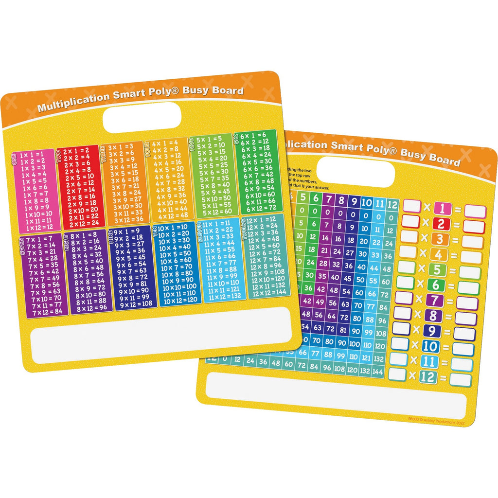 Ashley Multiplication Smart Poly Busy Board - 10.8" (0.9 ft) Width x 10.8" (0.9 ft) Height - Poly-coated Cardboard Surface - Square - 1 Each