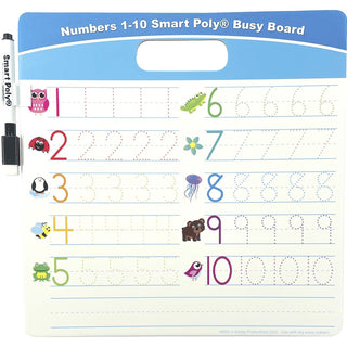 Ashley Numbers 1 - 10 Smart Poly Busy Board - 10.8" (0.9 ft) Width x 10.8" (0.9 ft) Height - Poly-coated Cardboard Surface - Square - 1 Each