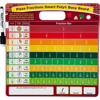 Ashley Pizza Fractions Smart Poly Busy Board - 10.8" (0.9 ft) Width x 10.8" (0.9 ft) Height - Poly-coated Cardboard Surface - Square - 1 Each