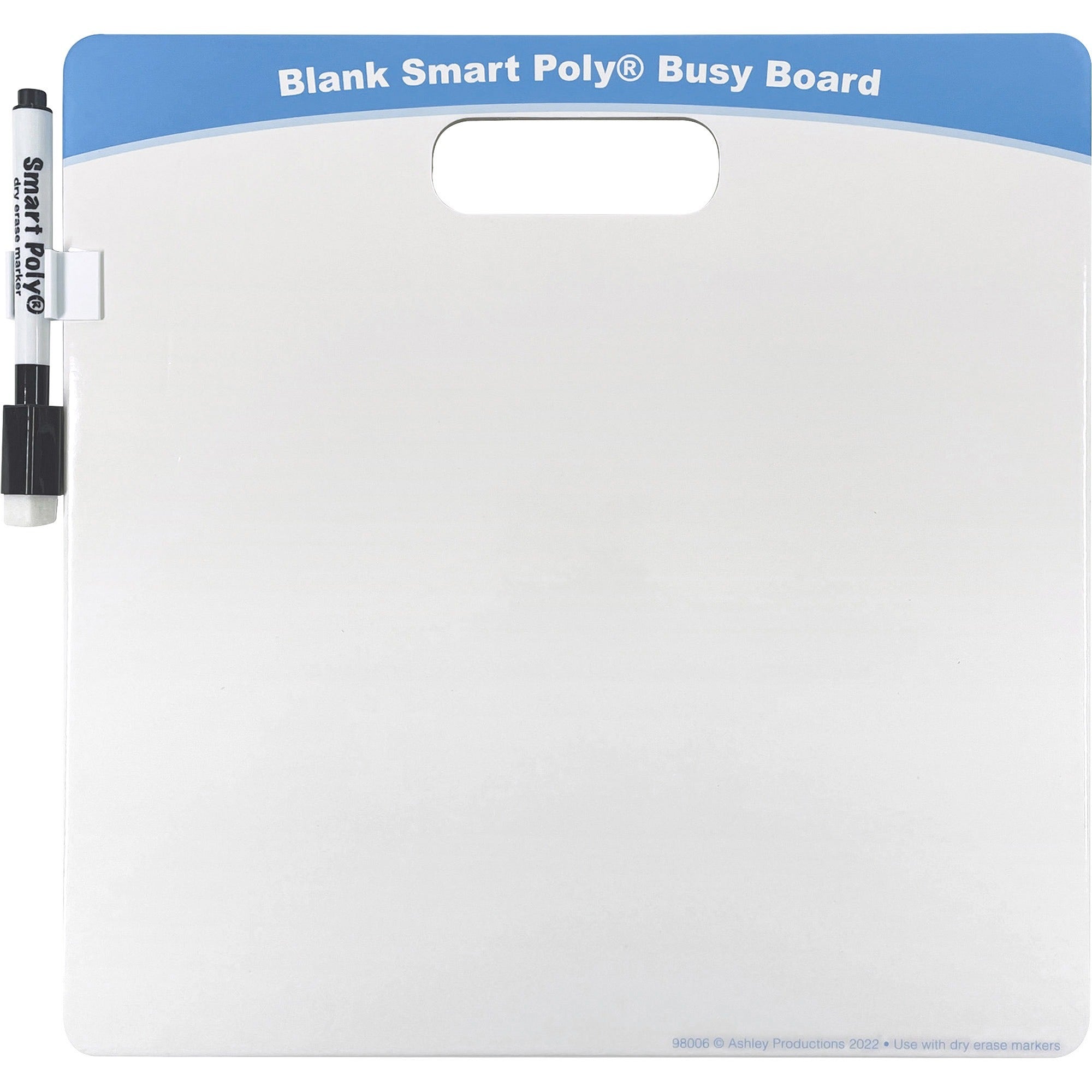 Ashley Blank Smart Poly Busy Board - 10.8" (0.9 ft) Width x 10.8" (0.9 ft) Height - Poly-coated Cardboard Surface - Square - 1 Each - 3