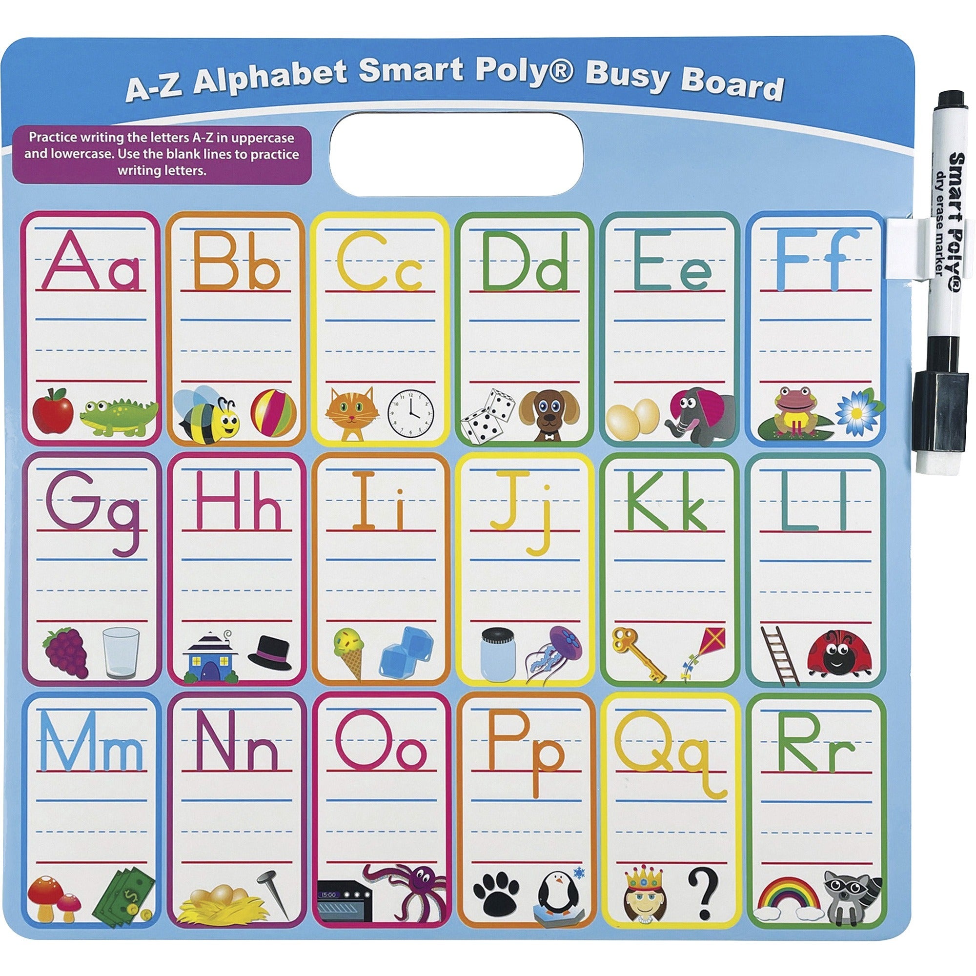 Ashley ABC Fill In Smart Poly Busy Board - 10.8" (0.9 ft) Width x 10.8" (0.9 ft) Height - Poly-coated Cardboard Surface - Square - 1 Each - 3