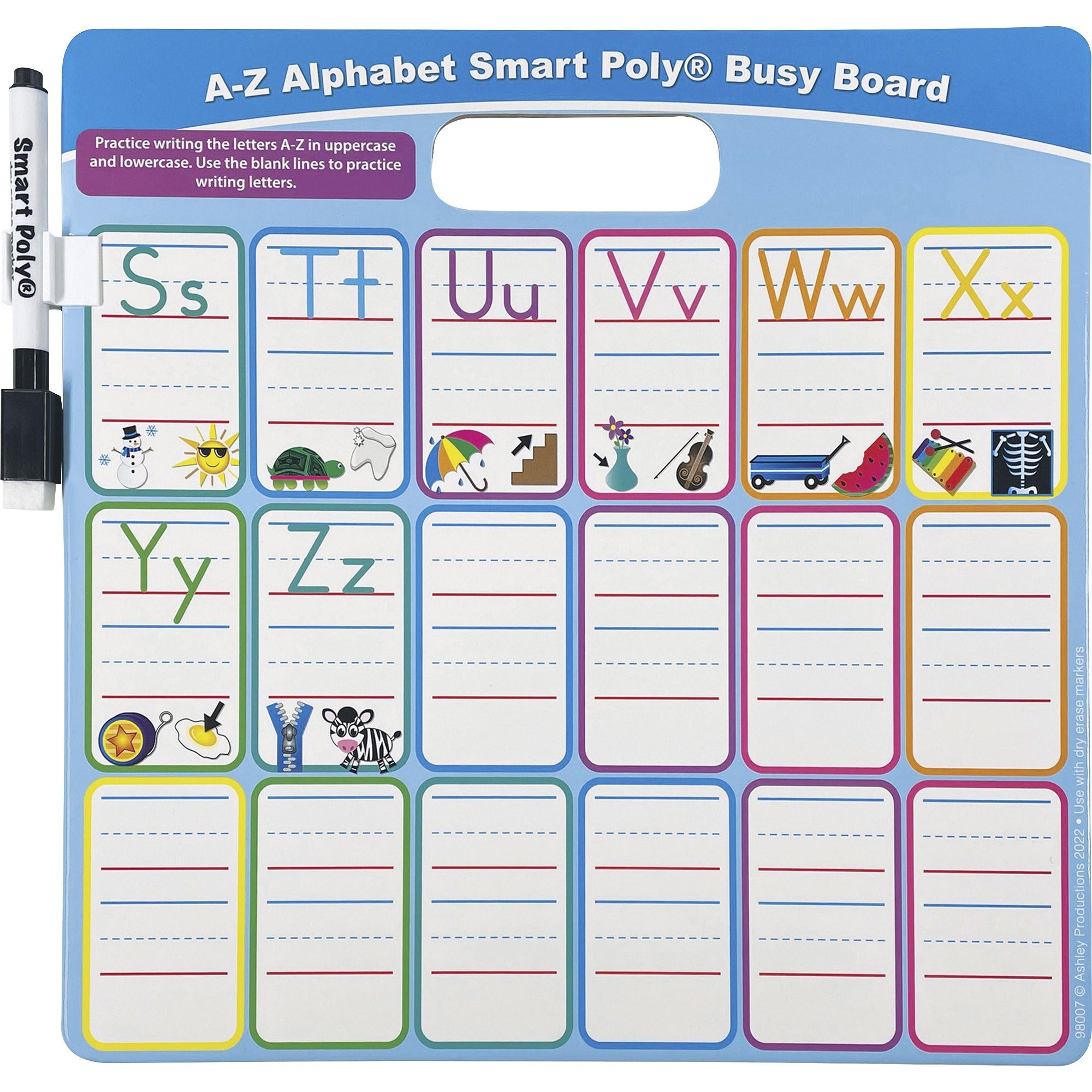 Ashley ABC Fill In Smart Poly Busy Board - 10.8" (0.9 ft) Width x 10.8" (0.9 ft) Height - Poly-coated Cardboard Surface - Square - 1 Each - 2