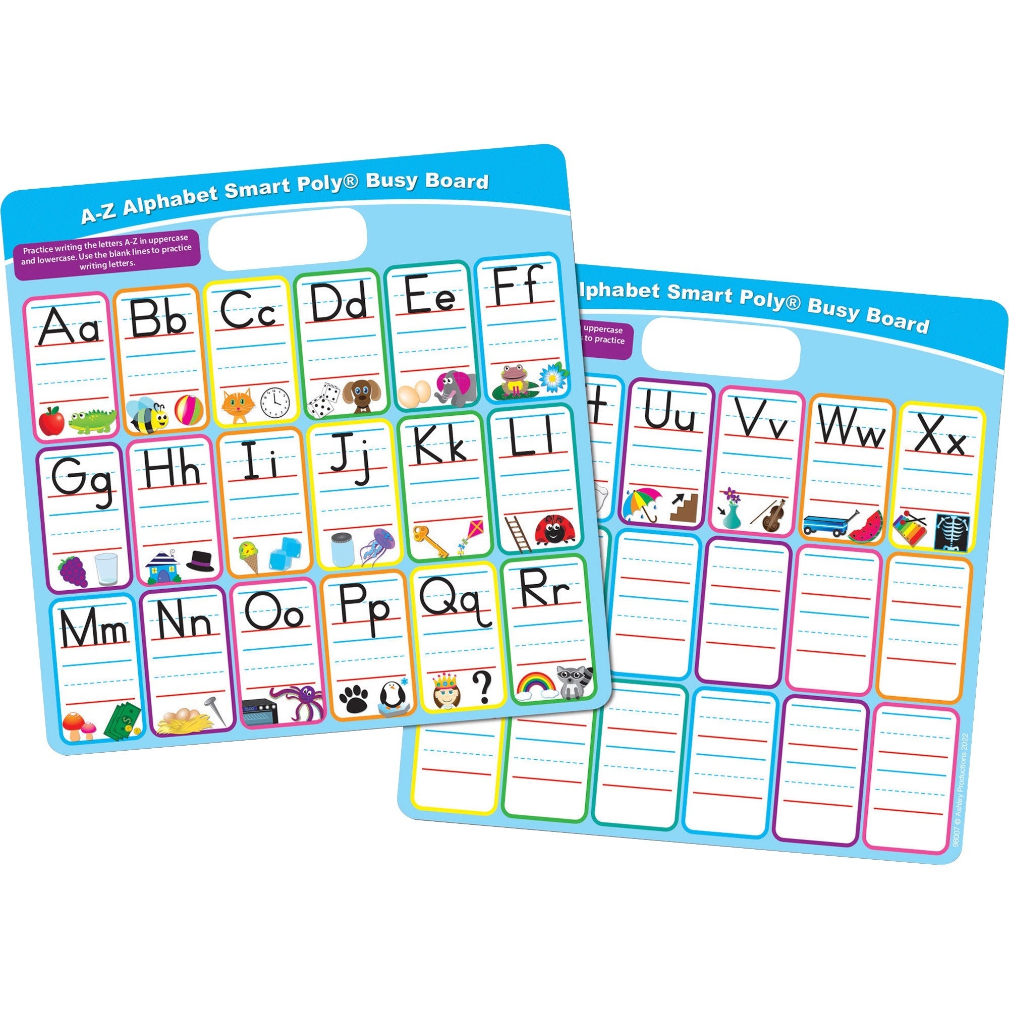 Ashley ABC Fill In Smart Poly Busy Board - 10.8" (0.9 ft) Width x 10.8" (0.9 ft) Height - Poly-coated Cardboard Surface - Square - 1 Each