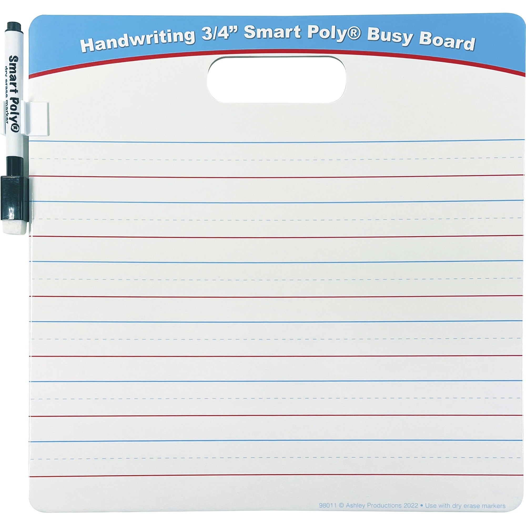 Ashley Handwriting Smart Poly Busy Board - 10.8" (0.9 ft) Width x 10.8" (0.9 ft) Height - Poly-coated Cardboard Surface - Square - 1 Each - 2