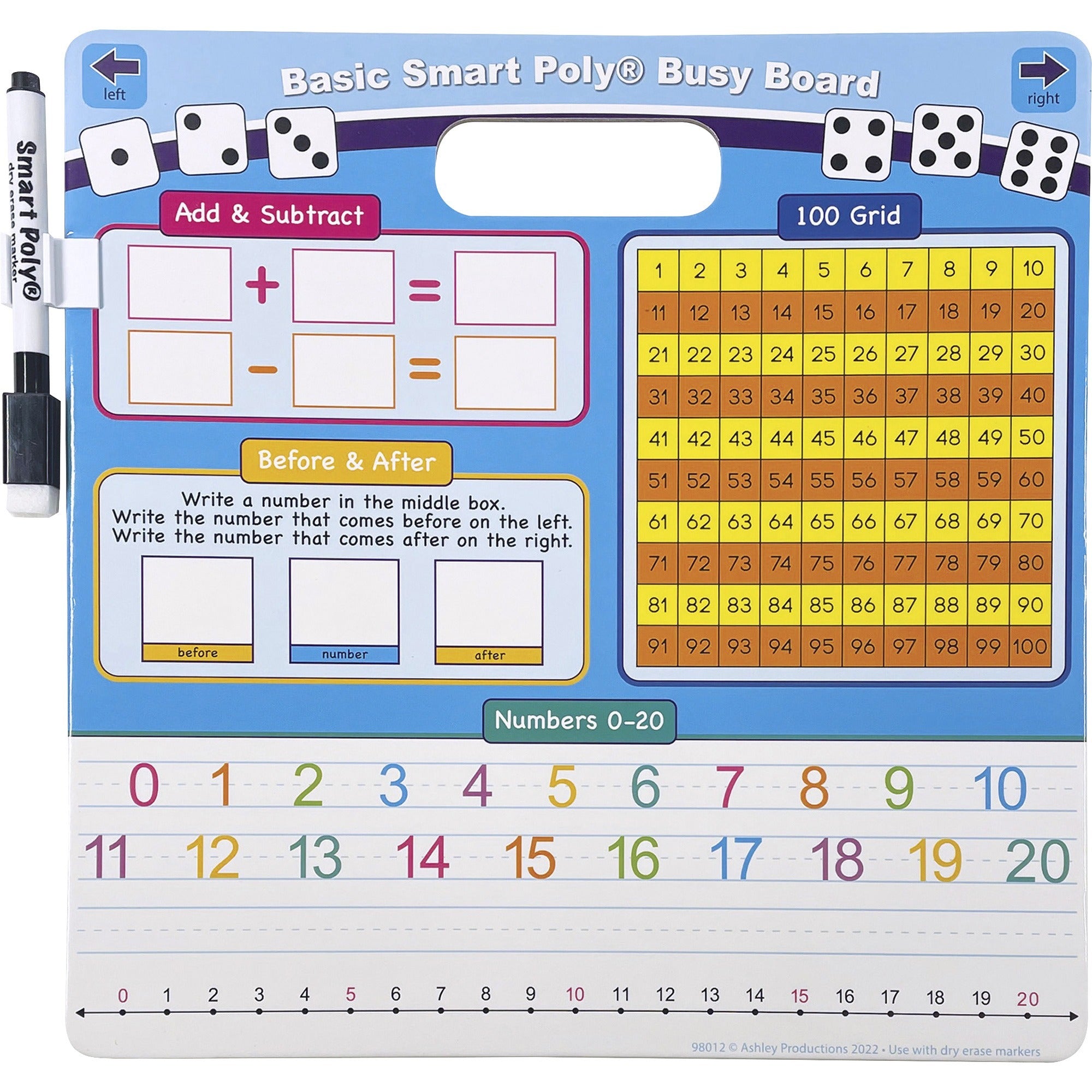 Ashley Educational Basics Smart Poly Board - 10.8" (0.9 ft) Width x 10.8" (0.9 ft) Height - Poly-coated Cardboard Surface - Square - 1 Each - 2