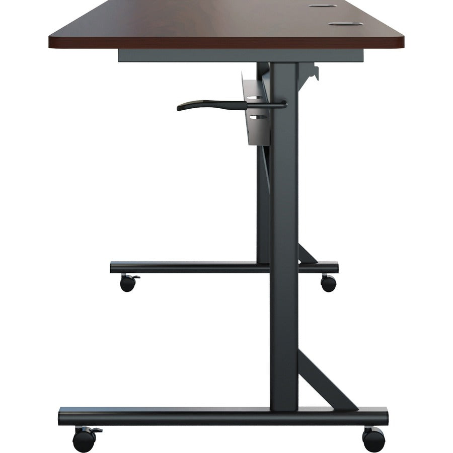 Lorell Shift 2.0 Flip and Nesting Mobile Table - For - Table TopLaminated Rectangle Top - 60" Table Top Length x 24" Table Top Width x 1" Table Top Thickness - 29.50" Height - Assembly Required - Mahogany - 1 Each