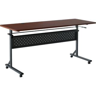 Lorell Shift 2.0 Flip and Nesting Mobile Table - For - Table TopLaminated Rectangle Top - 60" Table Top Length x 24" Table Top Width x 1" Table Top Thickness - 29.50" Height - Assembly Required - Mahogany - 1 Each