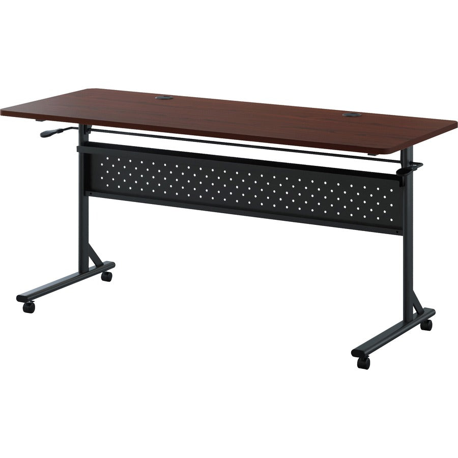 Lorell Shift 2.0 Flip and Nesting Mobile Table - For - Table TopLaminated Rectangle Top - 60" Table Top Length x 24" Table Top Width x 1" Table Top Thickness - 29.50" Height - Assembly Required - Mahogany - 1 Each