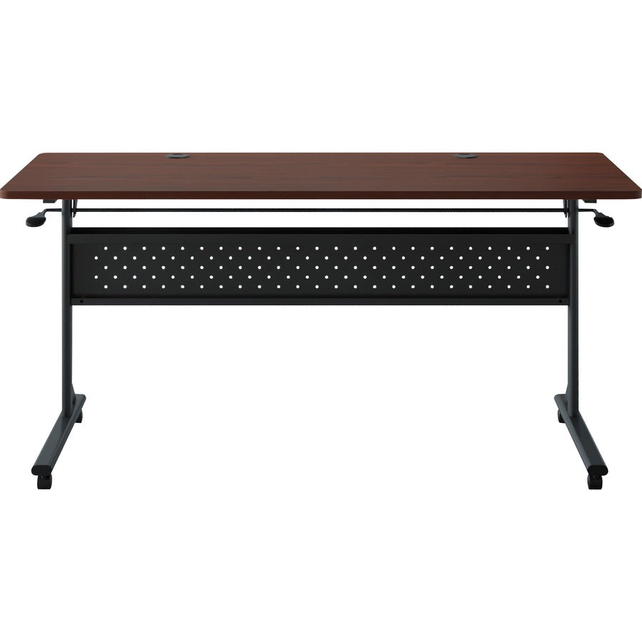 Lorell Shift 2.0 Flip and Nesting Mobile Table - For - Table TopLaminated Rectangle Top - 60" Table Top Length x 24" Table Top Width x 1" Table Top Thickness - 29.50" Height - Assembly Required - Mahogany - 1 Each