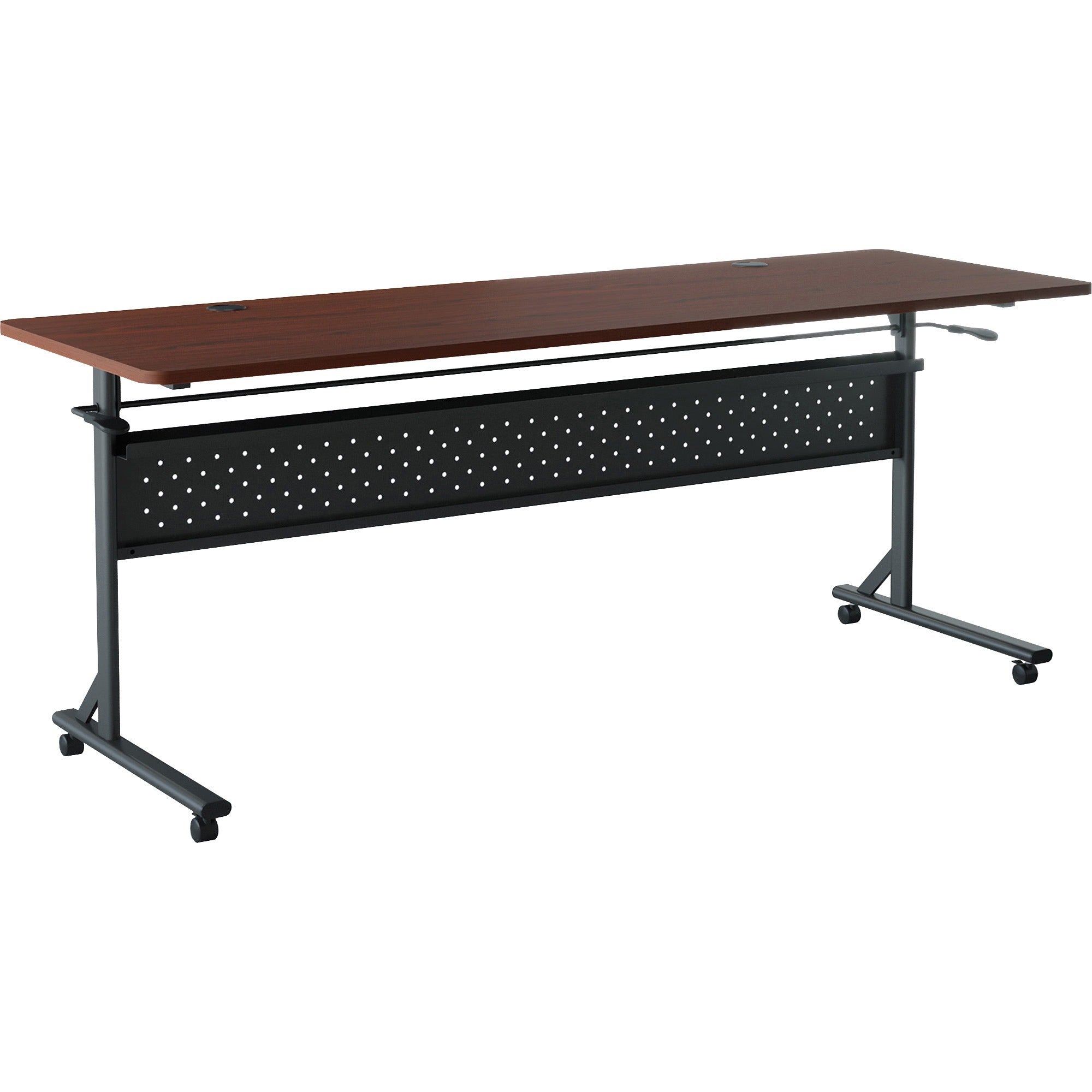 lorell-shift-20-flip-and-nesting-mobile-table-for-table-toplaminated-rectangle-top-72-table-top-length-x-24-table-top-width-x-1-table-top-thickness-2950-height-assembly-required-mahogany-1-each_llr60761 - 1