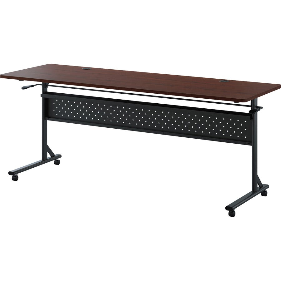 Lorell Shift 2.0 Flip and Nesting Mobile Table - For - Table TopLaminated Rectangle Top - 72" Table Top Length x 24" Table Top Width x 1" Table Top Thickness - 29.50" Height - Assembly Required - Mahogany - 1 Each