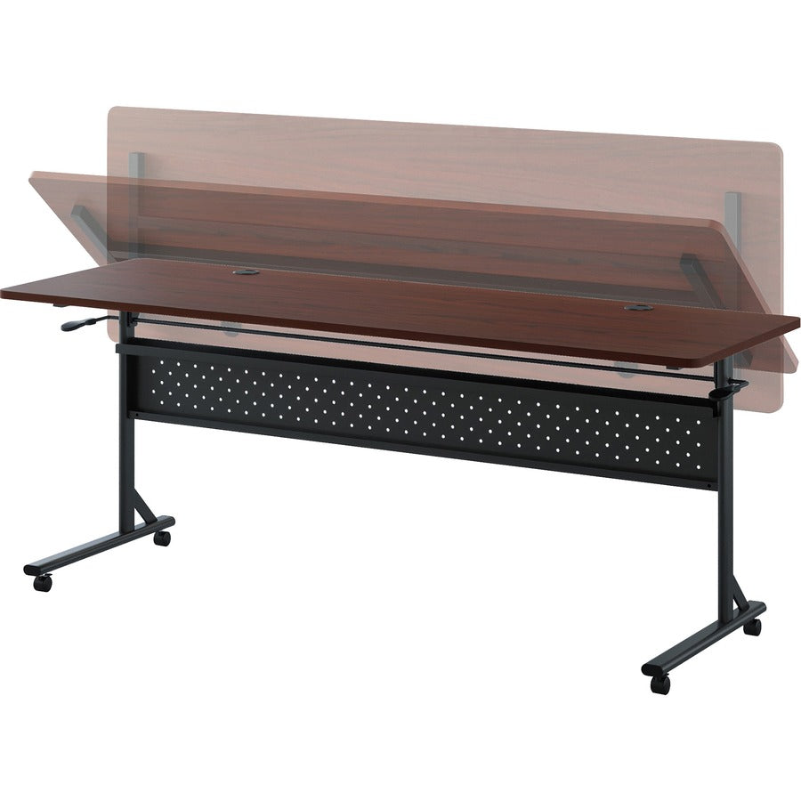 Lorell Shift 2.0 Flip and Nesting Mobile Table - For - Table TopLaminated Rectangle Top - 72" Table Top Length x 24" Table Top Width x 1" Table Top Thickness - 29.50" Height - Assembly Required - Mahogany - 1 Each
