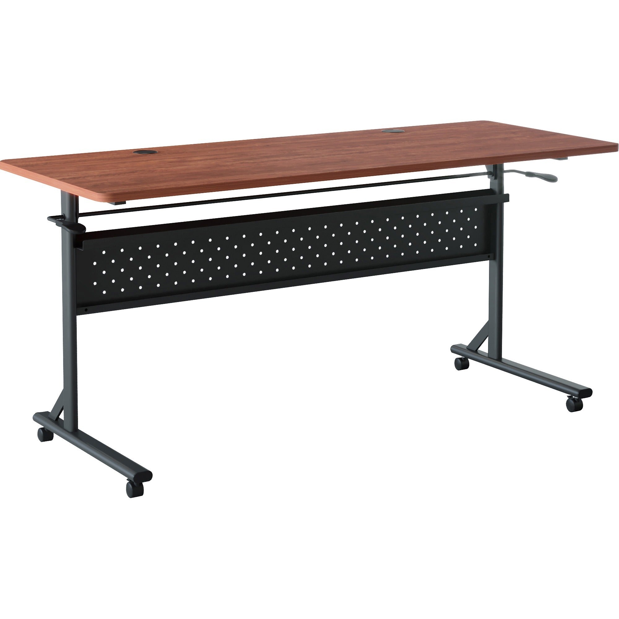 Lorell Shift 2.0 Flip and Nesting Mobile Table - For - Table TopLaminated Rectangle Top - 60" Table Top Length x 24" Table Top Width x 1" Table Top Thickness - 29.50" Height - Assembly Required - Cherry - 1 Each