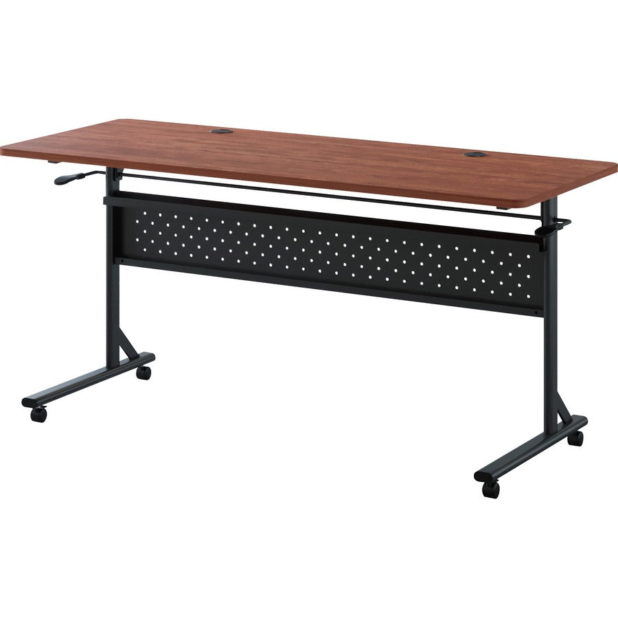Lorell Shift 2.0 Flip and Nesting Mobile Table - For - Table TopLaminated Rectangle Top - 60" Table Top Length x 24" Table Top Width x 1" Table Top Thickness - 29.50" Height - Assembly Required - Cherry - 1 Each