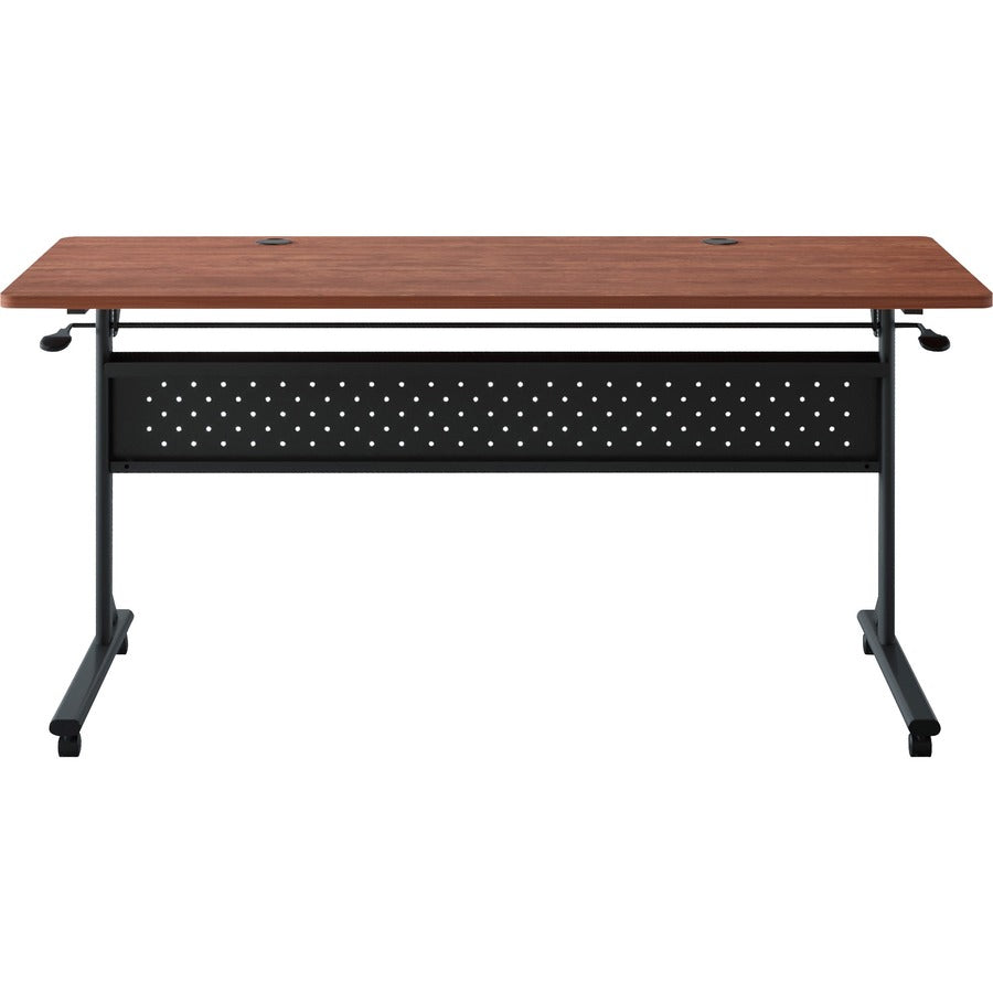Lorell Shift 2.0 Flip and Nesting Mobile Table - For - Table TopLaminated Rectangle Top - 60" Table Top Length x 24" Table Top Width x 1" Table Top Thickness - 29.50" Height - Assembly Required - Cherry - 1 Each