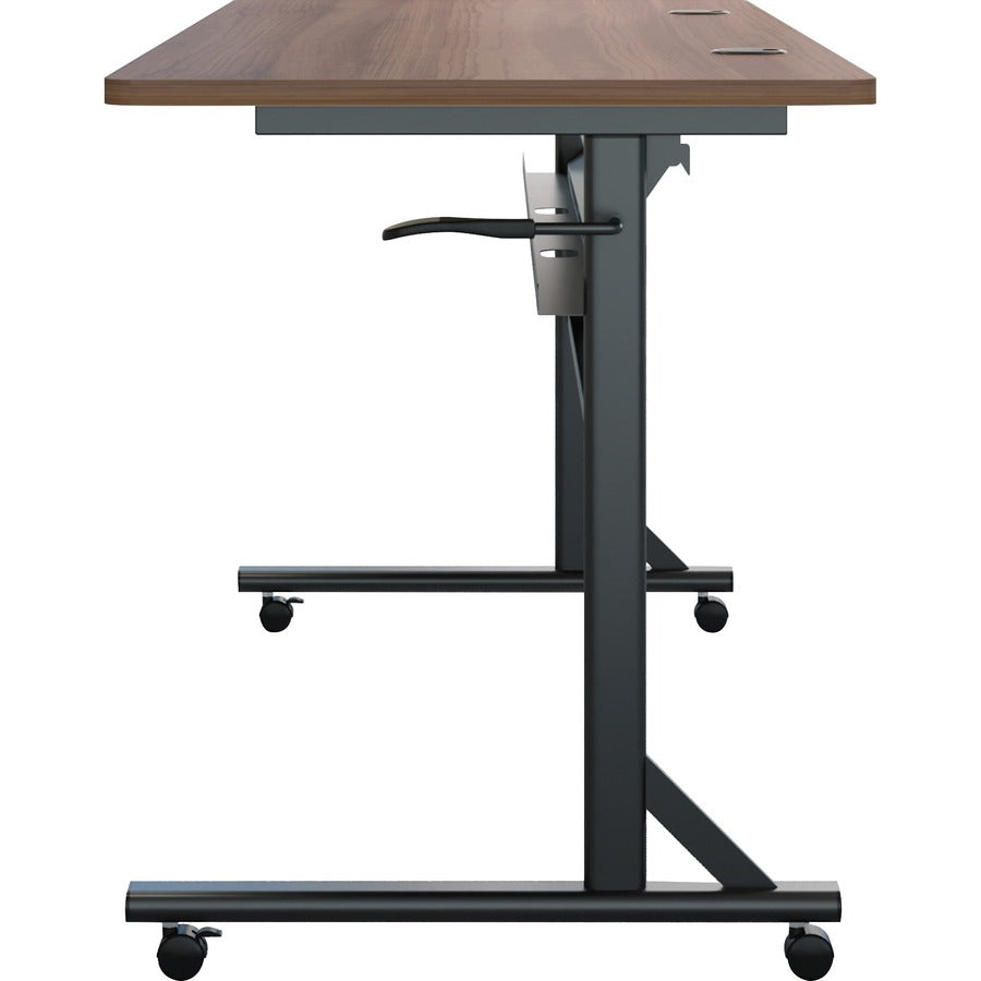 Lorell Shift 2.0 Flip and Nesting Mobile Table - For - Table TopLaminated Rectangle Top - 60" Table Top Length x 24" Table Top Width x 1" Table Top Thickness - 29.50" Height - Assembly Required - Walnut - 1 Each