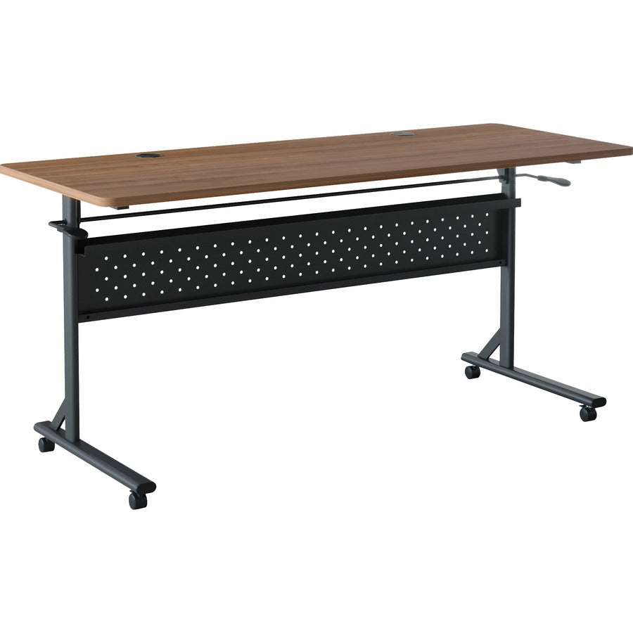 Lorell Shift 2.0 Flip and Nesting Mobile Table - For - Table TopLaminated Rectangle Top - 60" Table Top Length x 24" Table Top Width x 1" Table Top Thickness - 29.50" Height - Assembly Required - Walnut - 1 Each