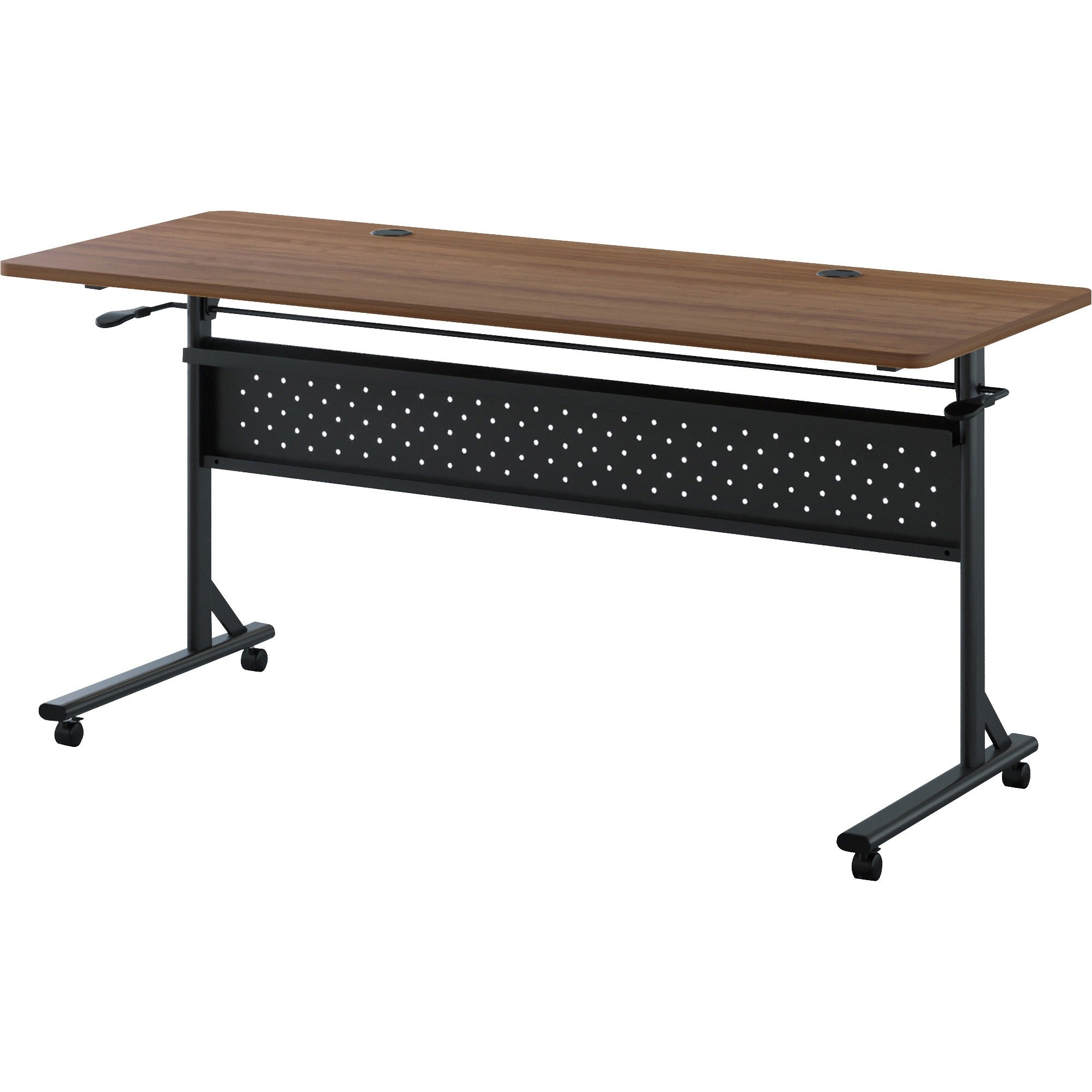 Lorell Shift 2.0 Flip and Nesting Mobile Table - For - Table TopLaminated Rectangle Top - 60" Table Top Length x 24" Table Top Width x 1" Table Top Thickness - 29.50" Height - Assembly Required - Walnut - 1 Each