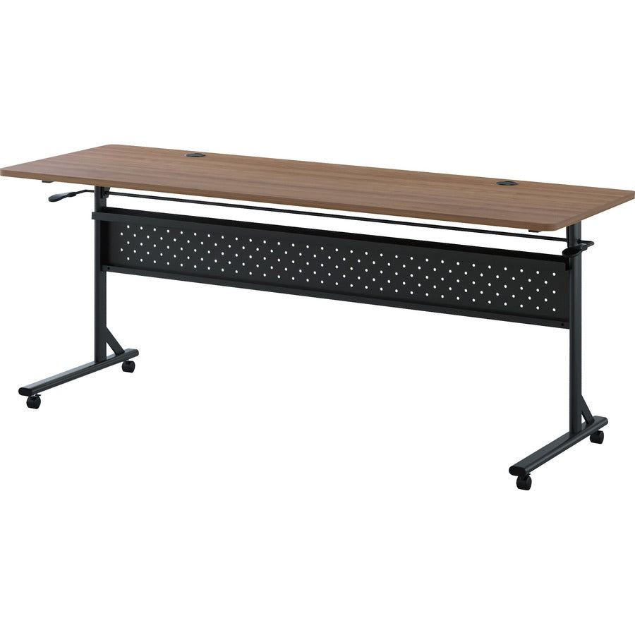 Lorell Shift 2.0 Flip and Nesting Mobile Table - For - Table TopLaminated Rectangle Top - 72" Table Top Length x 24" Table Top Width x 1" Table Top Thickness - 29.50" Height - Assembly Required - Walnut - 1 Each