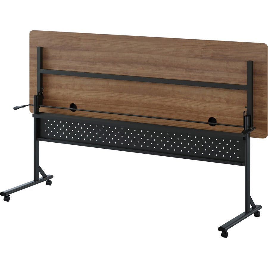 Lorell Shift 2.0 Flip and Nesting Mobile Table - For - Table TopLaminated Rectangle Top - 72" Table Top Length x 24" Table Top Width x 1" Table Top Thickness - 29.50" Height - Assembly Required - Walnut - 1 Each