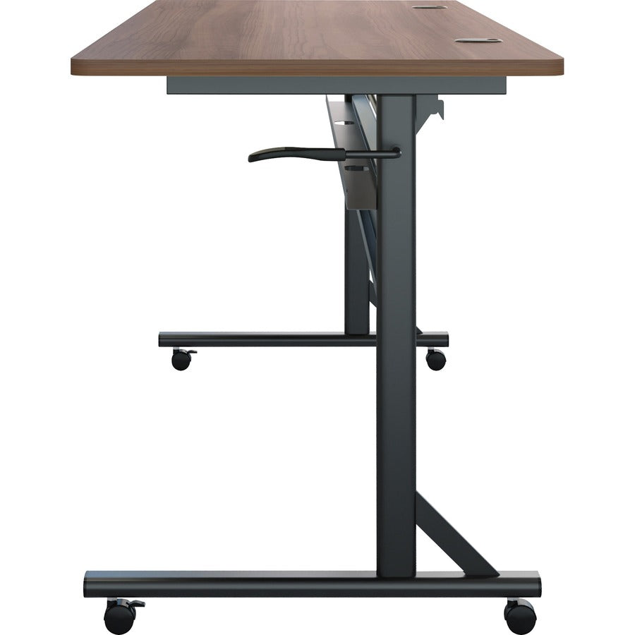 Lorell Shift 2.0 Flip and Nesting Mobile Table - For - Table TopLaminated Rectangle Top - 72" Table Top Length x 24" Table Top Width x 1" Table Top Thickness - 29.50" Height - Assembly Required - Walnut - 1 Each