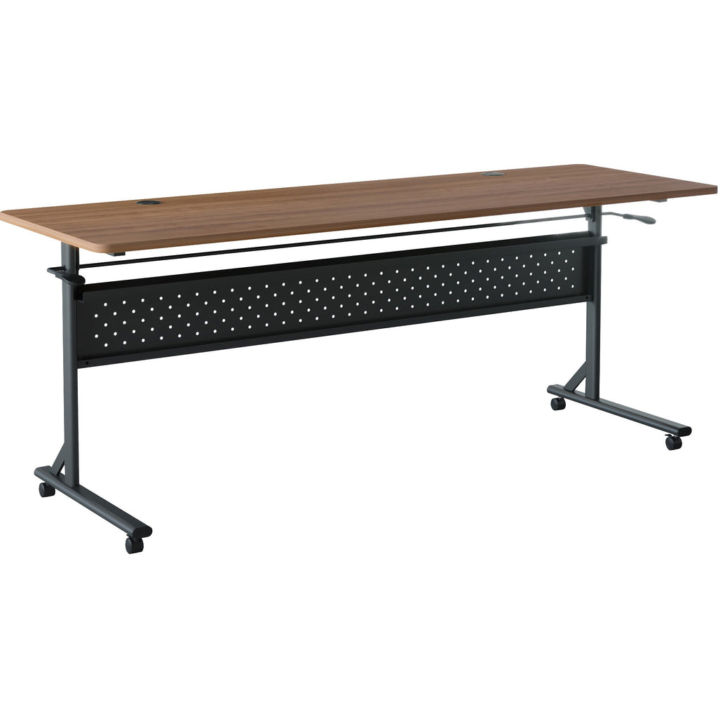 Lorell Shift 2.0 Flip and Nesting Mobile Table - For - Table TopLaminated Rectangle Top - 72" Table Top Length x 24" Table Top Width x 1" Table Top Thickness - 29.50" Height - Assembly Required - Walnut - 1 Each