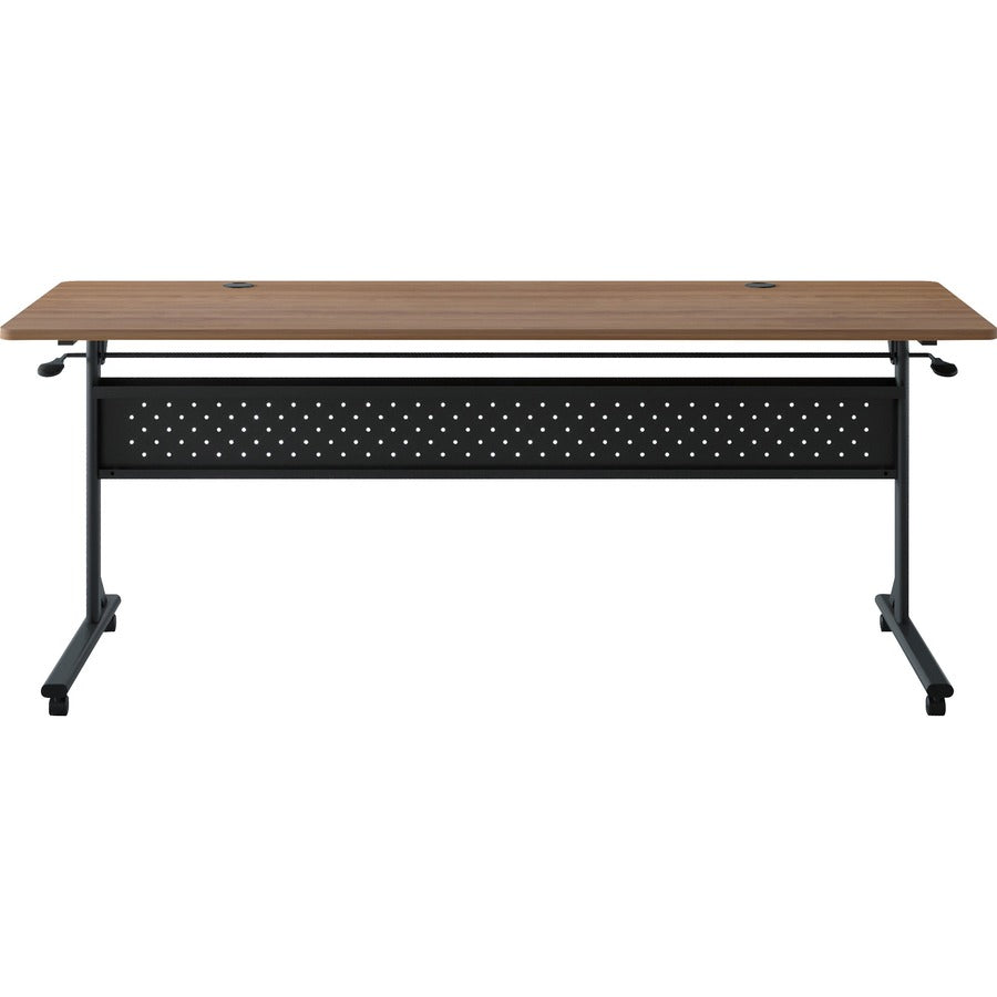 Lorell Shift 2.0 Flip and Nesting Mobile Table - For - Table TopLaminated Rectangle Top - 72" Table Top Length x 24" Table Top Width x 1" Table Top Thickness - 29.50" Height - Assembly Required - Walnut - 1 Each