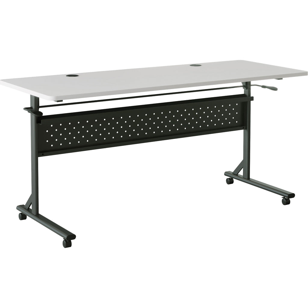 Lorell Shift 2.0 Flip and Nesting Mobile Table - For - Table TopLaminated Rectangle Top - 60" Table Top Length x 24" Table Top Width x 1" Table Top Thickness - 29.50" Height - Assembly Required - Gray - 1 Each