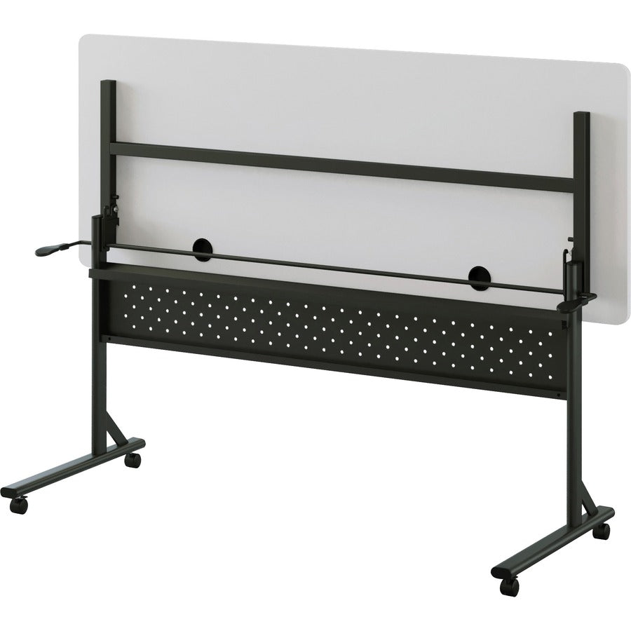 Lorell Shift 2.0 Flip and Nesting Mobile Table - For - Table TopLaminated Rectangle Top - 60" Table Top Length x 24" Table Top Width x 1" Table Top Thickness - 29.50" Height - Assembly Required - Gray - 1 Each