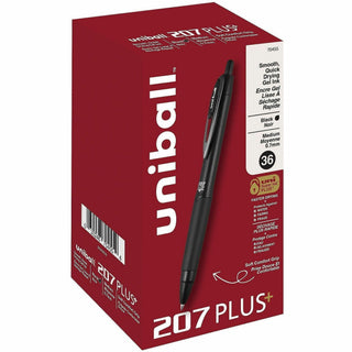 207 Plus+ Gel Pen, Retractable, Medium 0.7 mm, Black Ink, Black Barrel, 36/Pack