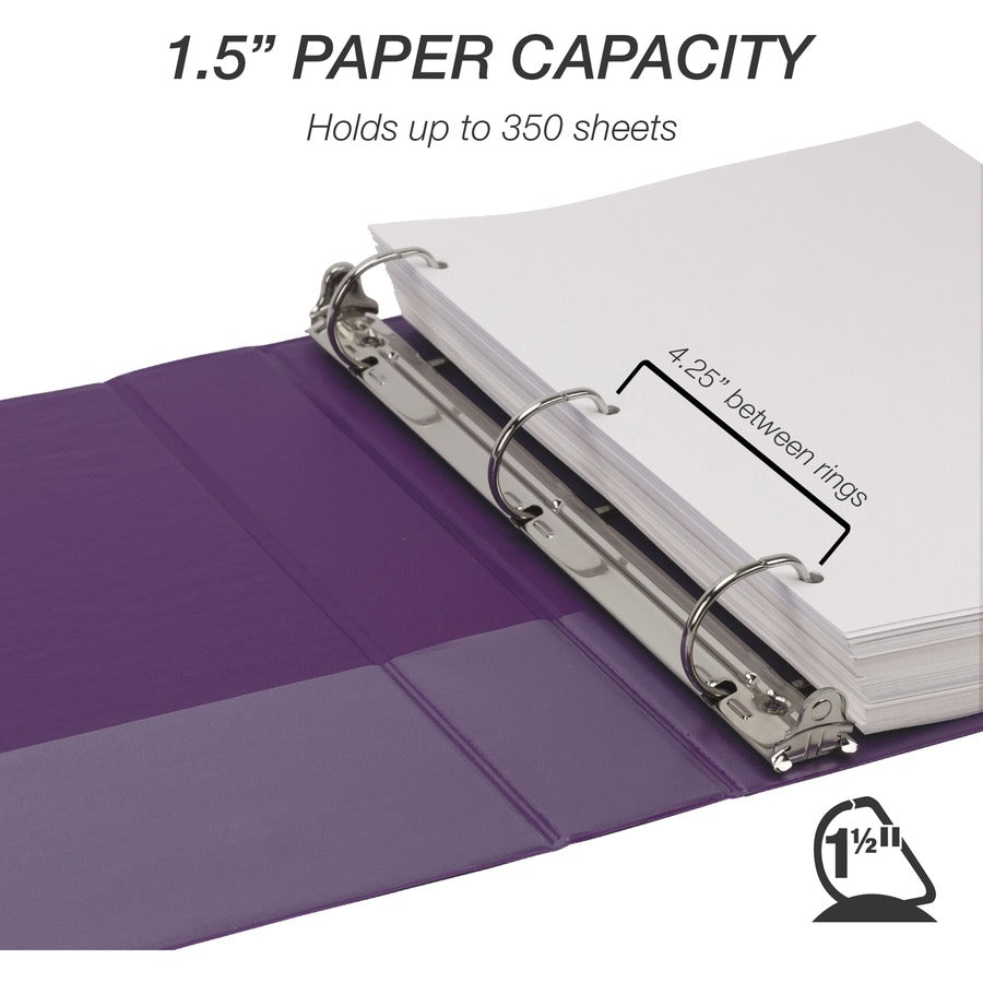 Samsill Durable View Binders - 1 1/2" Binder Capacity - 350 Sheet Capacity - D-Ring Fastener(s) - Chipboard, Polypropylene - Assorted - Recycled - Clear Overlay, Durable, Non-glare, PVC-free, Non-stick, Ink-transfer Resistant - 4 / Pack