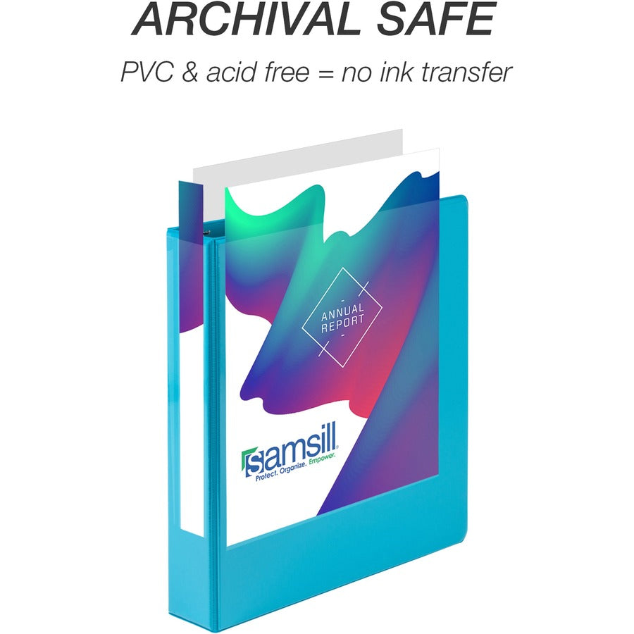 Samsill Durable View Binders - 1 1/2" Binder Capacity - 350 Sheet Capacity - D-Ring Fastener(s) - Chipboard, Polypropylene - Assorted - Recycled - Clear Overlay, Durable, Non-glare, PVC-free, Non-stick, Ink-transfer Resistant - 4 / Pack