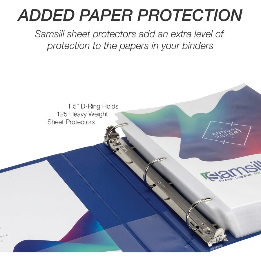Samsill Durable View Binders - 1 1/2" Binder Capacity - 350 Sheet Capacity - D-Ring Fastener(s) - Chipboard, Polypropylene - Assorted - Recycled - Clear Overlay, Durable, Non-glare, PVC-free, Non-stick, Ink-transfer Resistant - 4 / Pack