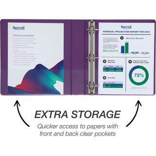 Samsill Durable View Binders - 1 1/2" Binder Capacity - 350 Sheet Capacity - D-Ring Fastener(s) - Chipboard, Polypropylene - Assorted - Recycled - Clear Overlay, Durable, Non-glare, PVC-free, Non-stick, Ink-transfer Resistant - 4 / Pack