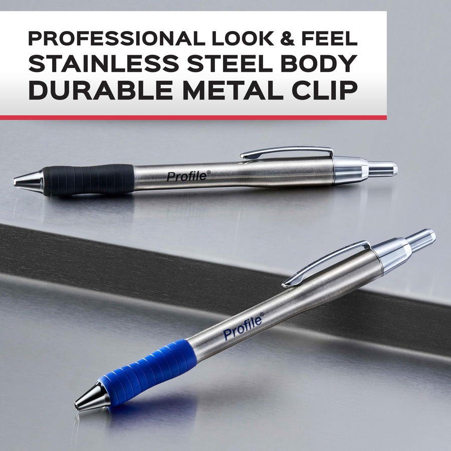 paper-mate-profile-retractable-ballpoint-pens-1-mm-pen-point-size-retractable-gray-assorted-stainless-steel-barrel-4-pack_pap2130508 - 3