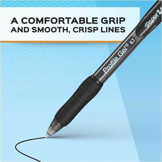 Paper Mate Profile Retractable Gel Pens - Medium Pen Point - 0.7 mm Pen Point Size - Retractable - Black Gel-based Ink - 4 / Pack