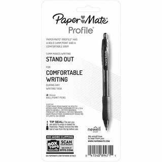 Paper Mate Profile Retractable Gel Pens - Medium Pen Point - 0.7 mm Pen Point Size - Retractable - Black Gel-based Ink - 4 / Pack