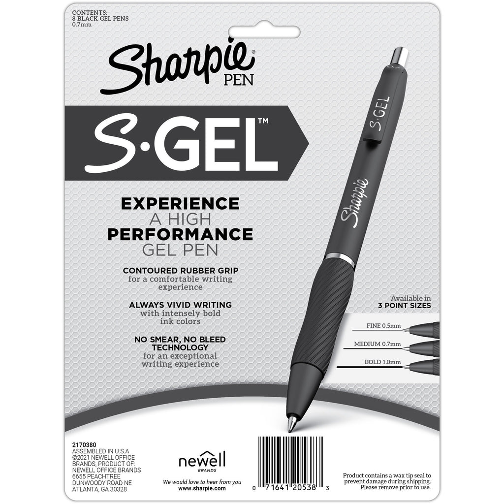sharpie-s-gel-pens-medium-pen-point-07-mm-pen-point-size-black-gel-based-ink-fashion-blue-metal-barrel-8-pack_san2169764 - 2