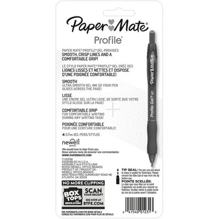 Paper Mate Profile 0.7mm Retractable Gel Pen - Medium Pen Point - 0.7 mm Pen Point Size - Retractable - Blue Gel-based Ink - 4 / Pack