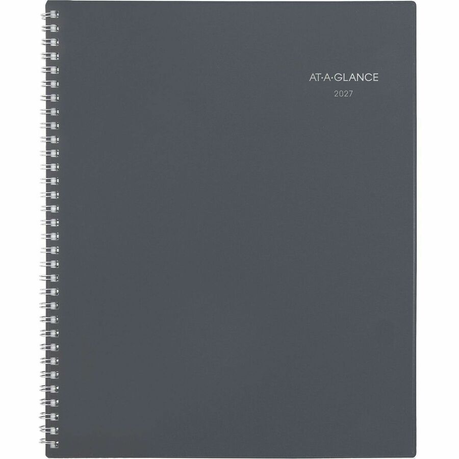At-A-Glance DayMinder Planner - Large Size - Julian Dates - Monthly - 12 Month - January 2024 - December 2024 - 1 Month Double Page Layout - Twin Wire - Gray - 11" Height x 8.5" Width - Tabbed, Metric Conversion, Reference Calendar, Contact Sheet, No