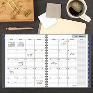 At-A-Glance DayMinder Planner - Large Size - Julian Dates - Monthly - 12 Month - January 2024 - December 2024 - 1 Month Double Page Layout - Twin Wire - Gray - 11" Height x 8.5" Width - Tabbed, Metric Conversion, Reference Calendar, Contact Sheet, No