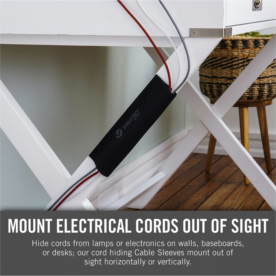 Mountable Cable Sleeves, 5.75" X 12", Black, 2/Pack
