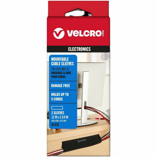 Mountable Cable Sleeves, 5.75" X 12", Black, 2/Pack