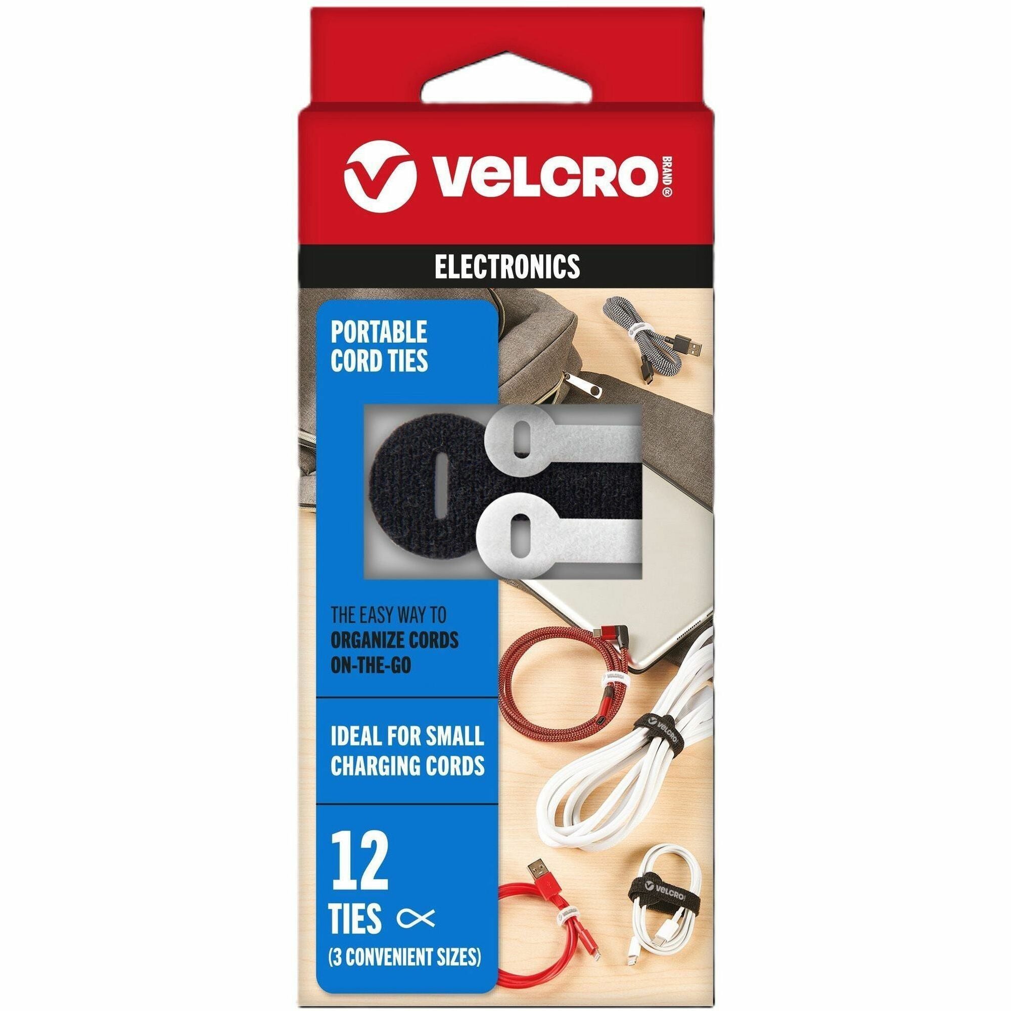 VELCRO Portable Cord Ties - Cable Tie - Multi - 12