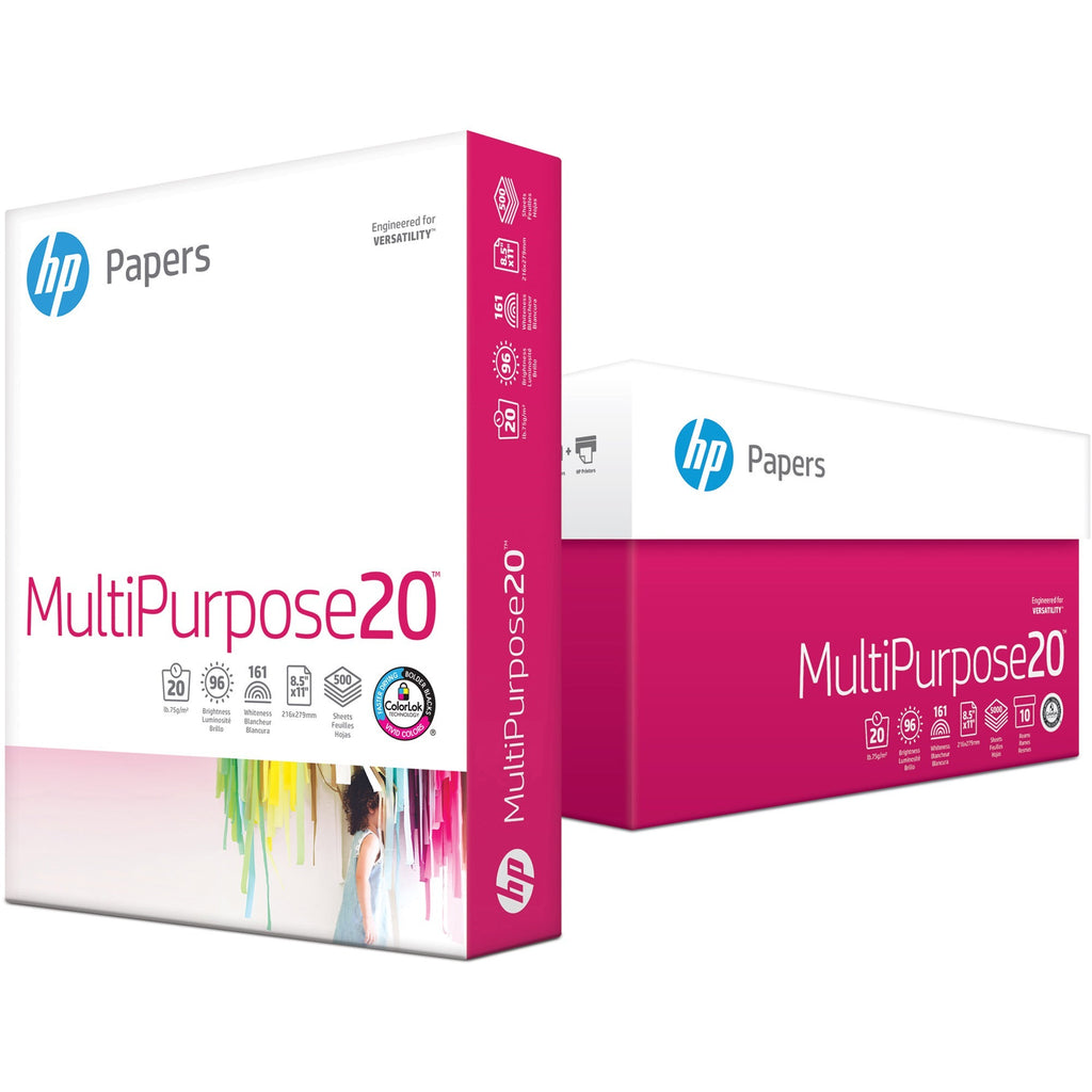 HP Papers Multipurpose20 Copy Paper - White - 96 Brightness - Letter - 8 1/2" x 11" - 20 lb Basis Weight - Smooth - 40 / Pallet - Quick Drying, Smear Resistant - White