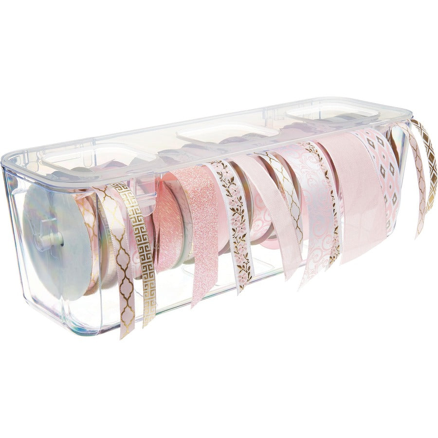 Deflecto Ribbon Dispenser - 4.4" Height x 13.3" Width x 4.2" DepthDesktop - Lid, Portable, Stackable, Wall Mountable - Clear - Plastic, Polypropylene - 1 Each