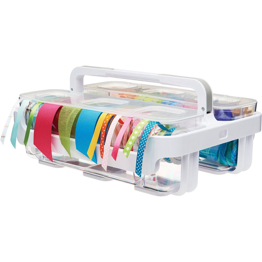 Deflecto Ribbon Dispenser - 4.4" Height x 13.3" Width x 4.2" DepthDesktop - Lid, Portable, Stackable, Wall Mountable - Clear - Plastic, Polypropylene - 1 Each